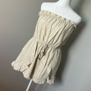 Linen Ruffle Detail Romper Size M